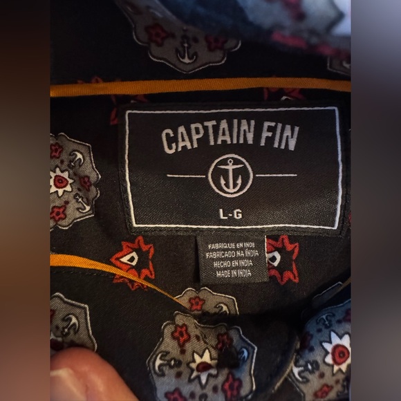 Captain Fin Paisley Pusher Shirt Navy and Red button up - Picture 4 of 5